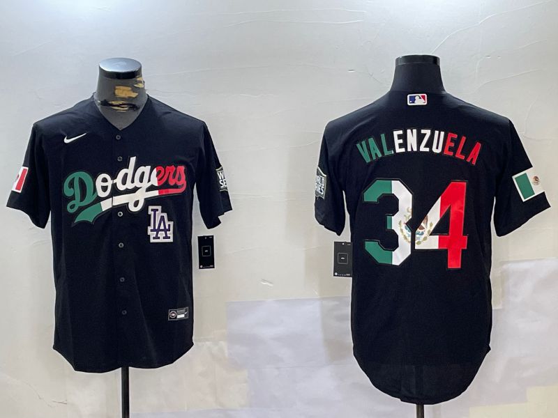 Men Los Angeles Dodgers 34 Valenzuela Black Game 2024 Nike MLB Jersey style 112015